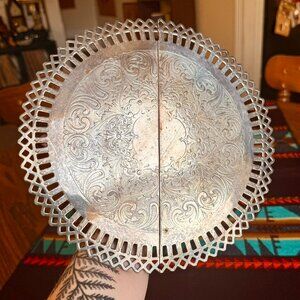 Vintage Academy Silverplate Ornate Expandable Trivet / Vanity Tray